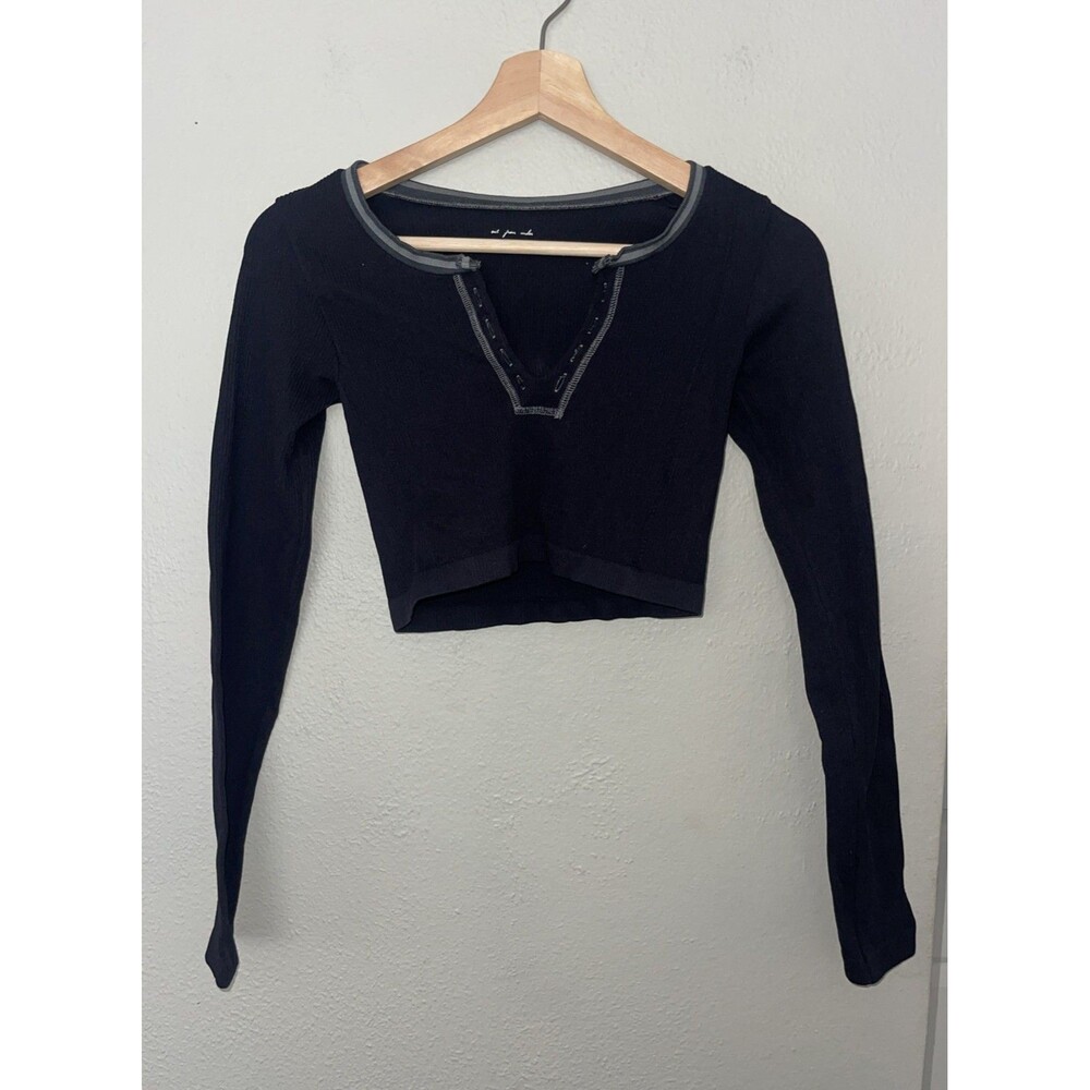 Urban Outfitters Out From Under Ribbed Long Sleeve Black Crop Top Women’s M/L